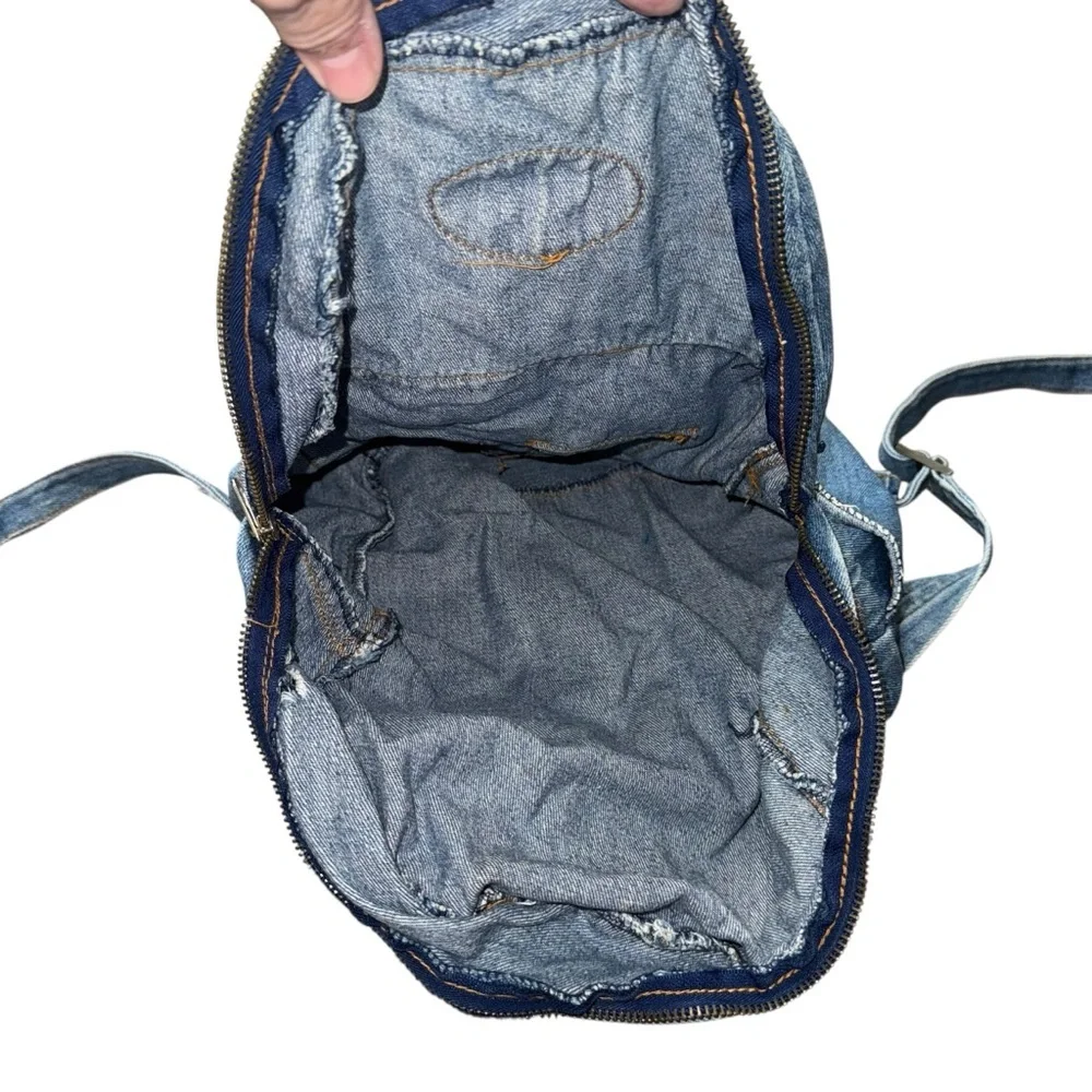 Vintage Rugged Exposure Denim Backpack Blue Jean 90s Y2K Bag - Picture 6 of 12